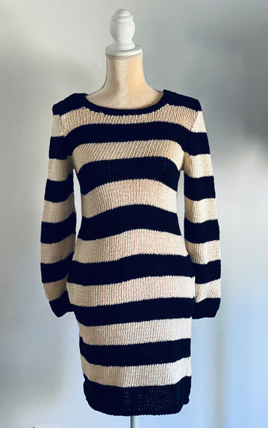 Striped Sweater Dress Black and White