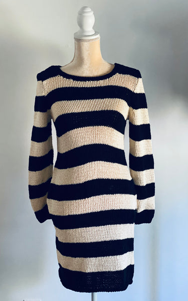 Striped Sweater Dress Black and White sonia vassi Striped Sweater Dress Black and White sonia vassi